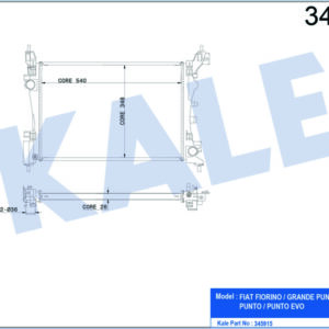 SU RADYATÖRÜ FIAT PUNTO-FIORINO-QUBO 1.2 1.4 1.4 16V 05 MT AC NAC BRAZING 540x348x26 - KALE