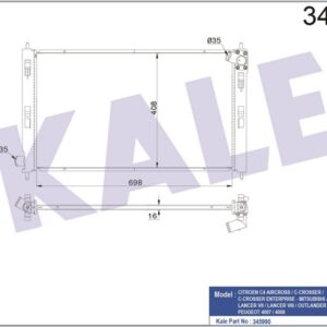 RADYATÖR MITSUBISHI LANCER 08 OUTLANDER 06-12 700x408x16 AC /- MEK AL/PL/BRZ - KALE