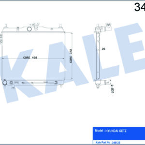 RADYATÖR HYUNDAI GETZ 1.6 02-05 370x490x26 AC /- OTOM AL/PL/BRZ - KALE