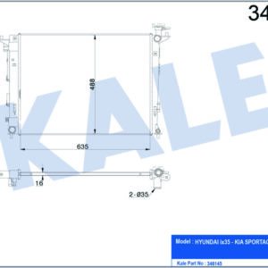 RADYATÖR HYUNDAI iX35 KIA SPORTAGE 1.6i-2.0i 10 MEK 635x478x16 AL/PL/BRZ - KALE