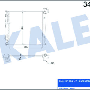RADYATÖR HYUNDAI iX35 KIA SPORTAGE 2.0 CRDİ 10 OTOM 605x482 AL/PL/BRZ - KALE