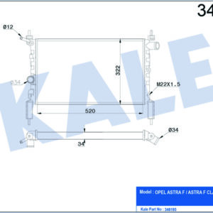 RADYATÖR BRAZİNG ASTRA F 1.4I-1.6I KLİMASIZ MEK 525x298x22 AL/PL/BRZ - KALE