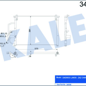 KLİMA KONDENSERİ CHEVROLET LANOS 97 580X368X16 OTO.-MEK. AL/AL - KALE