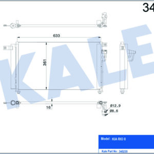 KLİMA KONDENSERİ KIA RİO 1.4-1.6 05 625X360X16 OTO.-MEK. AL/AL - KALE