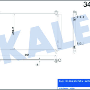 KLİMA KONDENSERİ ACCENT ERA 1.4 10 MAZDA CX-9 3.5-3.7 07 706x411x16 Mek/opsiyonlu otom AL/AL - KALE