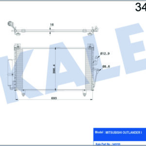 KLİMA KONDENSERİ MITSUBISHI OUTLANDER 2.0İ 16V-2.4İ 16V 03 635X400X16 OTO.-MEK. AL/AL - KALE