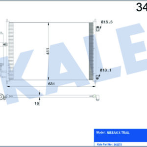 KLİMA KONDENSERİ NISSAN X-TRAİL DİZEL-BENZİN 07 642X388X16 OTO.-MEK. AL/AL - KALE