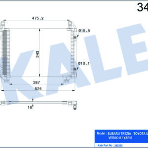 KLİMA KONDENSERİ YARİS 1.0İ 16V-1.3İ 16V-1.5İ 16V 05 OTO.-MEK. AL/AL - KALE