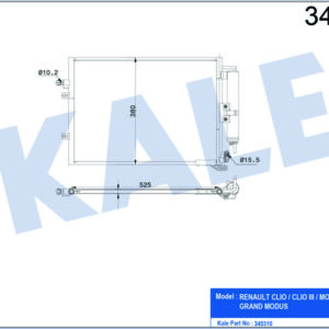 KLİMA KONDENSERİ KURUTUCU İLE CLIO III-MODUS / GRAND MODUS 05 1.5 DCİ 545x358x16 MEK AL/AL - KALE