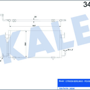 KLİMA KONDENSERİ PARTNER 96 BERLINGO 96 XSARA 97-00 1.8D-1.9D 648x328x16 AL/AL - KALE