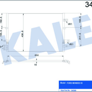 KLİMA KONDENSERİ FORD MONDEO III 1.8-2.0TDCİ-2.5İ V6 00 OTO 670x451x16 AL/AL - KALE