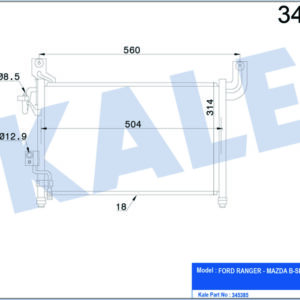 KLİMA RADYATORU KONDENSERİ FORD RANGER 98 06 2.5 TD 525X292X16 OTO.-MEK. - KALE