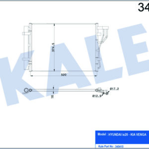 KLİMA KONDENSERİ HYUNDAI İX20 1.4-1.6 10 KIA VENGA 1.4-1.6 CVVT 10 545x366 AL/AL - KALE