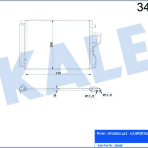 KLİMA KONDENSERİ KIA SPORTAGE-İX35 10 538X383X13 OTO.-MEK. AL/AL - KALE