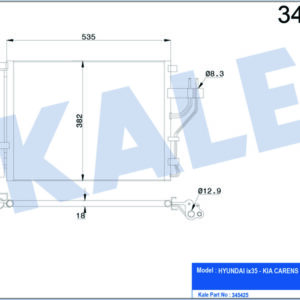 KLİMA KONDENSERİ KIA SPORTAGE-İX35 10 490X381X18 OTO.-MEK. AL/AL - KALE