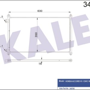 KLİMA KONDENSERİ HONDA ACCORD 98-05 -CIVIC 01-05 653x339x16 Mek.opsiyo.otom.sanziman AL/AL - KALE