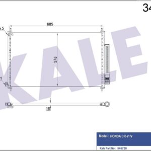 KLİMA KONDENSERİ HONDA CRV 2.0-2.0AWD 12 703x393x16 Mek.opsiyo.otom.sanziman AL/AL - KALE