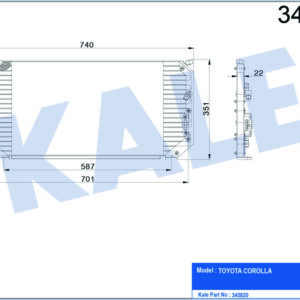 KLİMA KONDENSERİ COROLLA 1.6 Sİ-1.8 GT AE 101 92-97 692x342x20 AL/AL - KALE