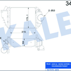 TURBO RADYATÖRÜ INTERCOOLER PASSAT 98-00 -A4 97-01 -SUPERB 02-03 2.5 TDİ 215x172x62 AL/PL/BRZ - KALE