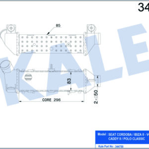 TURBO RADYATÖRÜ INTERCOOLER CADDY II-POLO-CORDOBA-IBIZA II-1.9 TDI 295x95x85 AL/PL/BRZ - KALE