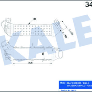 TURBO RADYATÖRÜ INTERCOOLER POLO 1.9 TDİ 96-02 -CORDOBA-IBIZA 1.8T-1.9TDİ 99-02 AL/PL/BRZ - KALE