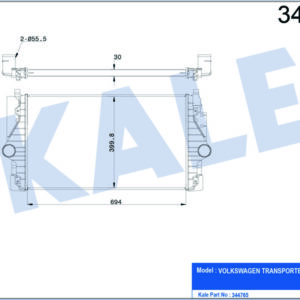 TURBO RADYATÖRÜ INTERCOOLER VW TRANSPORTER T4 2.5 TDİ 95-03 694x415x34 AL/PL/BRZ - KALE