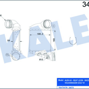 TURBO RADYATÖRÜ INTERCOOLER BORA-GOLF IV-A3-LEON-OCTAVIA 1.9 TDI AL/PL/BRZ - KALE