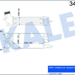 TURBO RADYATÖRÜ INTERCOOLER P508 SW 1.6 12 C5 III 1.6 THP 09 300x150x80 AL/PL/BRZ - KALE