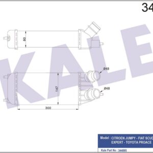 TURBO RADYATÖRÜ INTERCOOLER JUMPY-EXPERT-SCUDO 1.6 HDİ-DMTJ 07 MEK AC /- 300x157x80 - KALE