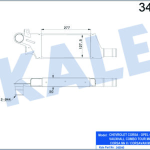 TURBO RADYATÖRÜ INTERCOOLER CORSA C 1.7DI-1.7DTI 00 275x135x50 AL/PL/BRZ - KALE