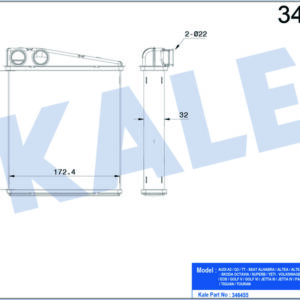 KALORİFER RADYATÖRÜ BRAZİNG CADDY III-GOLF V-VI-JETTA III-OCTAVIA-TOURAN-ALTEA-LEON-A3-Q3-TOLEDO - KALE