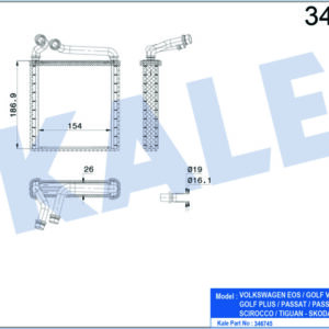 KALORİFER RADYATÖRÜ GOLF V-PLUS-OCTAVIA 1.4-1.6-1.9-2.0-PASSAT 1.6-1.9-2.0 153x180x27 Mk Ot AC /- - KALE