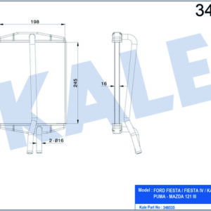 KALORİFER RADYATÖRÜ BRAZİNG KA 96-08 FIESTA IV 95-02 PUMA 97-02 1.3-1.6 247x198x22 - KALE