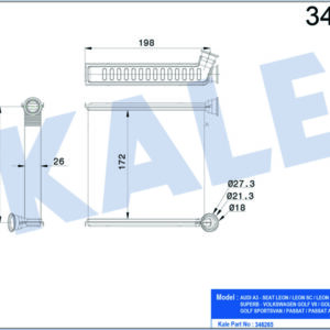 KALORİFER RADYATÖRÜ GOLF 7-PASSAT-TIGUAN-ARTEON-SUPERB-OCTAVIA-A3-LEON-12 170X185X26 - KALE