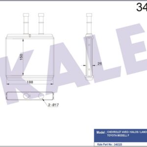 KALORİFER RADYATÖRÜ BRAZİNG DAEWOO KALOS 03 CHEVROLET AVEO 06 KALOS 05 151x192x26 - KALE