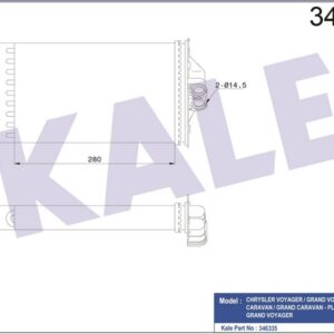 KALORİFER RADYATÖRÜ CHRYSLER VOYAGER 2.0i-3.3i-3.8i AWD-2.5 TD 95-01 282x182x46 - KALE