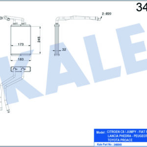 KALORİFER RADYATÖRÜ SCUDO 07 JUMPY 07 ULYSSE 07 P807 05 250x180x33 - KALE