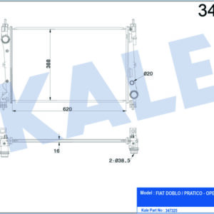 RADYATÖR DOBLO 1.4-1.3 DMTJ 10 COMBO 1.3 CDTİ 12 MEKANİK AC /- 620x400x16 - KALE