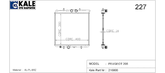 RADYATÖR 206 98 1.0-1.4-1.6 16V MEK KLİMASIZ 415x380x25 - KALE