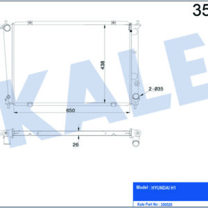 RADYATÖR STAREX 00-04 H1 2.5 CRDI AC KLİMASIZ MEK 650x438x26 AL/PL/BRZ - KALE