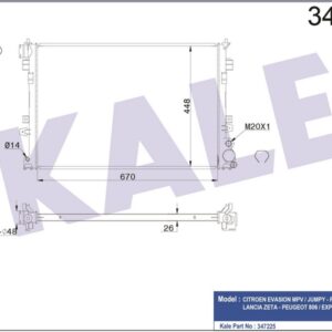 RADYATÖR SCUDO-JUMPY-EXPERT 1.9D-2.0JTD AC KLİMASIZ MEK 669x470x27 - KALE