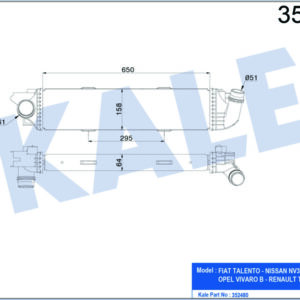 TURBO RADYATÖRÜ RENAULT TRAFIC III-OPEL VIVARO 1.6DCI 650x157x64 - KALE
