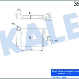 İNTERCOOLER DACIA LOGAN II-MCV II-SANDERO II-RENAULT CLIO IV 0.9 TCE 12 - KALE