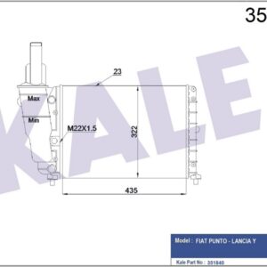 RADYATÖR AL/MKNK PUNTO-LANCIA Y 1.1-1.2 SPI 93 - KALE