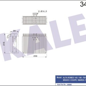 EVAPORATOR ALFA ROMEO 145-146-FIAT BRAVA-BRAVO I /COUPE-MAREA-MULTIPLA - KALE