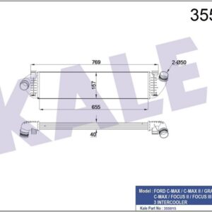 TURBO RADYATORU FOCUS II FOCUS II CMAX 1.6TDCI 1.8TDCI 2.0TDCI 04 08 CMAX 1.6TDCI 2.0TDCI 07 - KALE