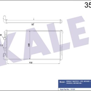 RADYATOR BRAZİNG MT 732X396X32 MASTER 1.9 DCİ 98 / 2.5 DCİ 98 /2.8 DTI 98 - KALE