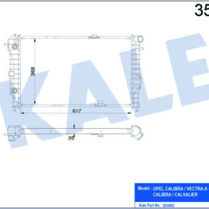 SU RADYATÖRÜ OPEL VECTRA A 1.6I 2.0I 16V 1.7D 90-95 CALIBRA A 2.0I 94-97 MT AC NAC BRAZING 617x368x26 90443463-90443466 - KALE