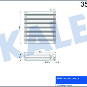 EVAPORATOR TOYOTA COROLLA 1.4-1.6 2.0D-4D 01-08 BRAZING AL/AL 255X265X58 - KALE