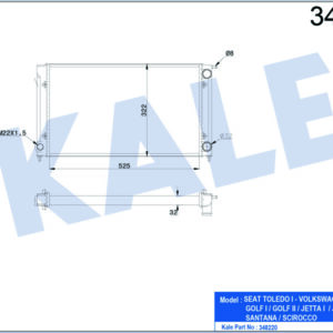 RADYATÖR AL/MKNK TOLEDO I-VOLKSWAGEN CADDY I-GOLF I-GOLF II-JETTA I -JETTA II-SANTANA-SCIROCCO MT - KALE